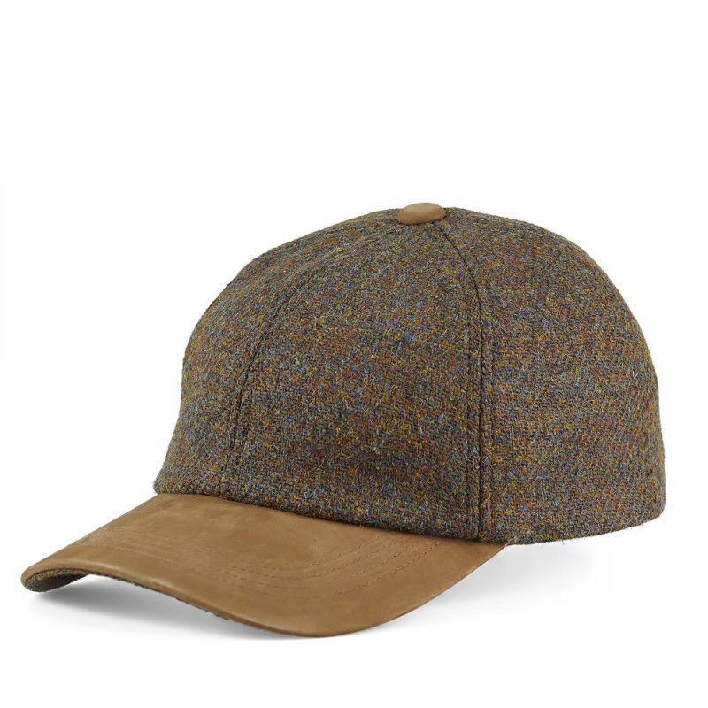 Harris Tweed Baseball Cap With Leather Peak