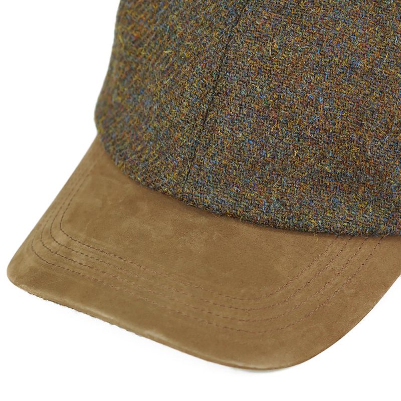 Harris Tweed Baseball Cap With Leather Peak