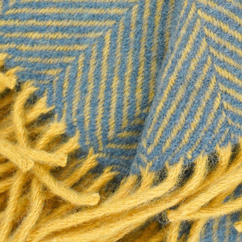 Bibury Pure New Wool Throw Blanket Slate Blue
