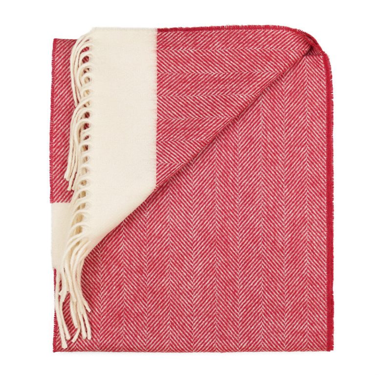 Portloe Lambswool Scarf Herringbone Cornell Red