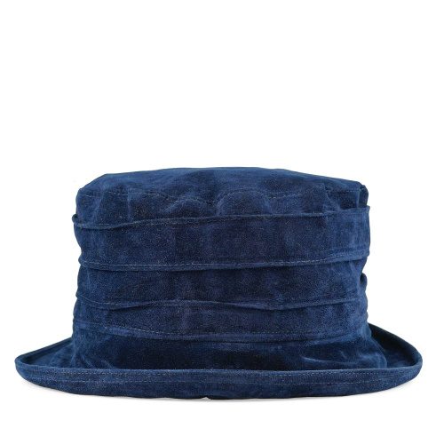 Edith Packable Suede Hat Stormy Indigo