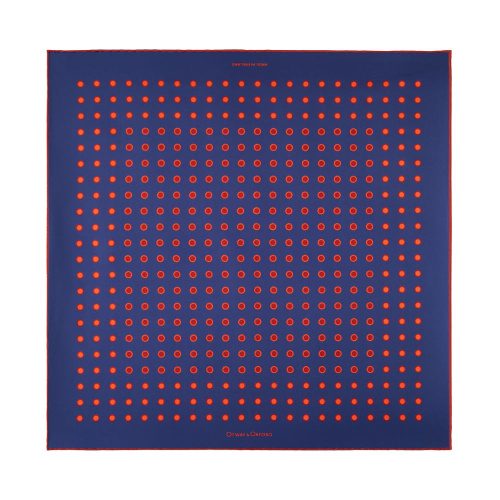 Luna Polka Dot Silk Pocket Square Blue Red