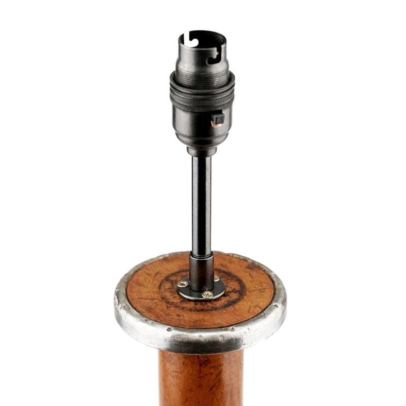 Wooden Bobbin Table Lamp With Harris Tweed Lampshade