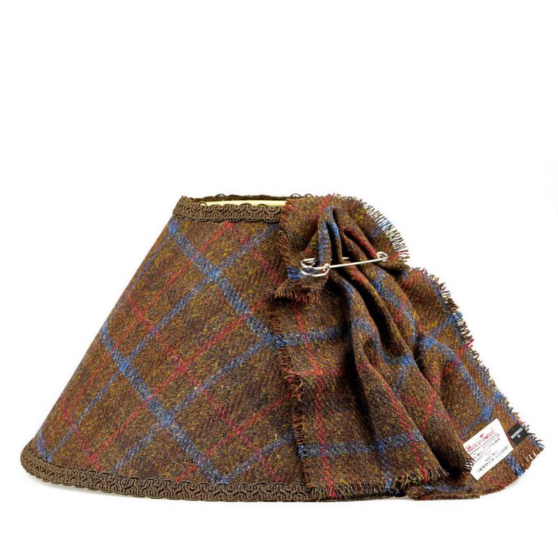 Wooden Bobbin Table Lamp With Harris Tweed Lampshade