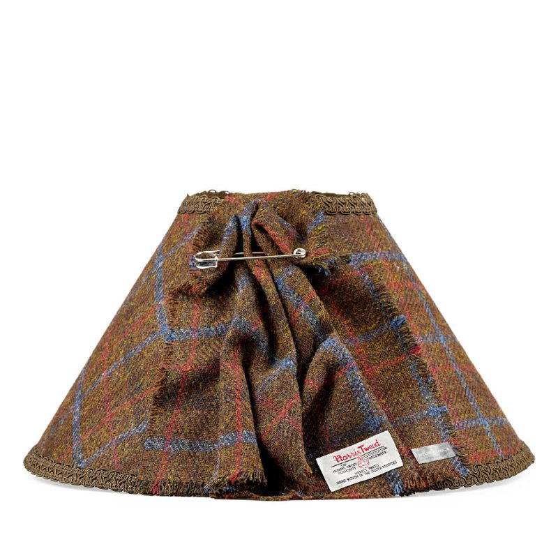 Wooden Bobbin Table Lamp With Harris Tweed Lampshade