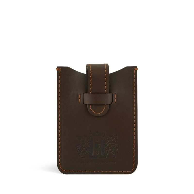 Hazel Brown Leather Business Card Holder