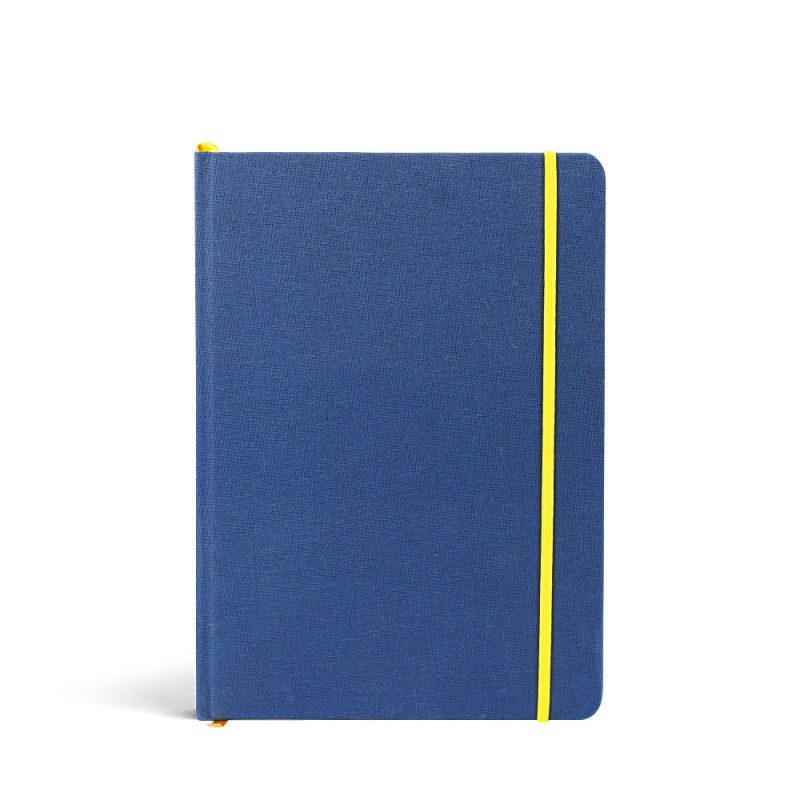 Marine Blue Woven Hardback Notebook Ruled