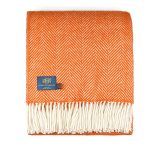 Lymm Pure New Wool Throw Blanket Vivid Tangerine