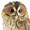 Tawny Owl Ceramic Sculpture On Wooden Block