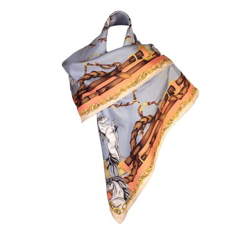 Rearing To Go Powder Blue Large Square Silk Scarf