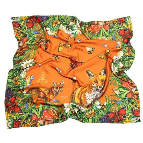 Spiritual Awakening Saffron Large Square Silk Scarf