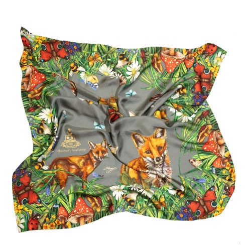 Spiritual Awakening Silver Sage Large Square Silk Scarf