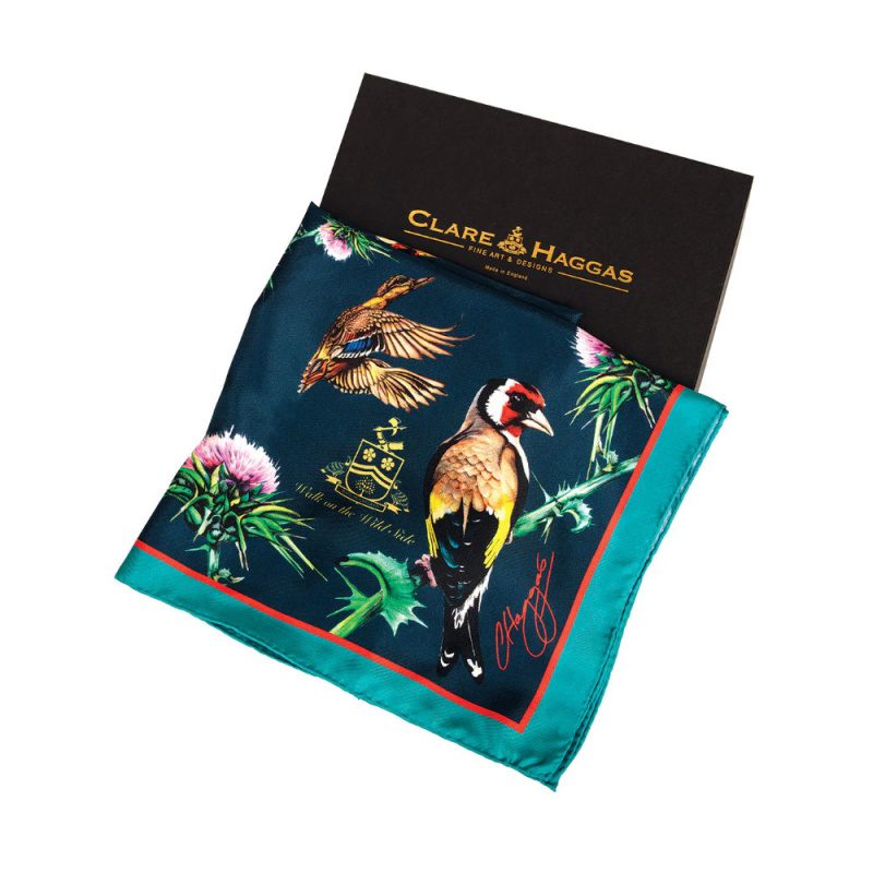 Walk On The Wild Side Navy Large Square Silk Scarf