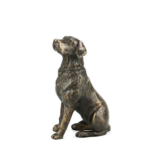 Labrador Sitting Solid Bronze Sculpture