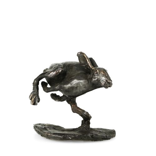 Hare Sprinting Solid Bronze Sculpture