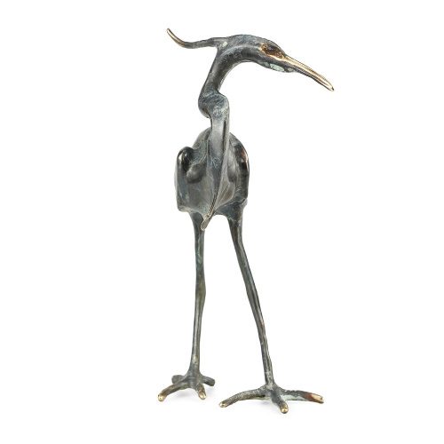 Heron Solid Bronze Sculpture