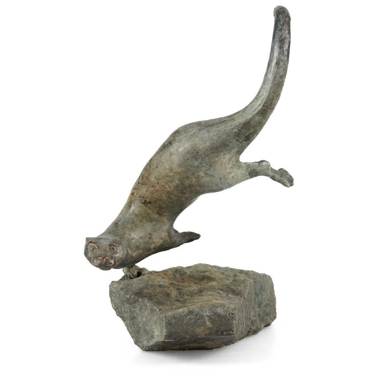 Otter Diving Solid Bronze Sculpture