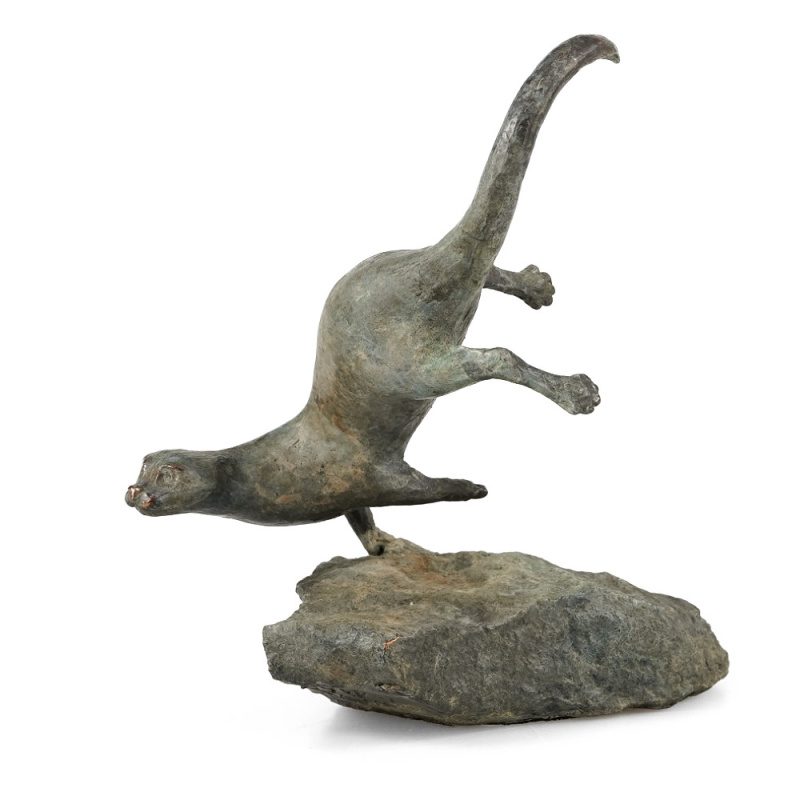 Otter Diving Solid Bronze Sculpture