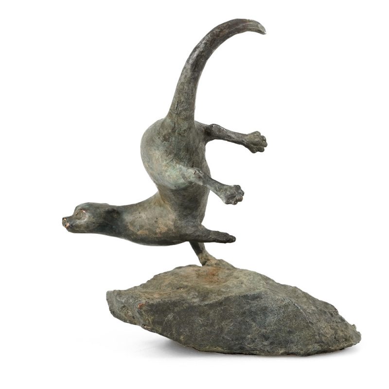 Otter Diving Solid Bronze Sculpture