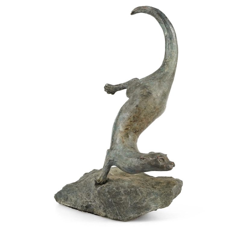Otter Diving Solid Bronze Sculpture
