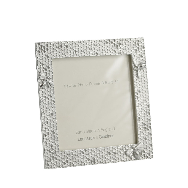 Lancaster and Gibbings Honeycomb Bee Pewter Picture Frame 3.5"x3.5"