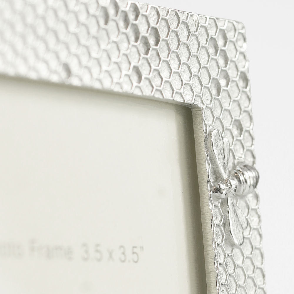 Lancaster & Gibbings フォトフレーム Bee Lancaster And Gibbings Honeycomb Pewter Picture Frame 3.5