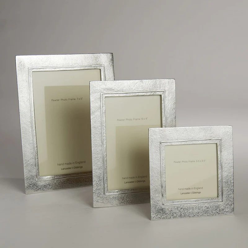 Raised Line Pewter Picture Frame 3.5"x3.5"