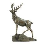 Stag On Rock Cold Cast Bronze Sculpture