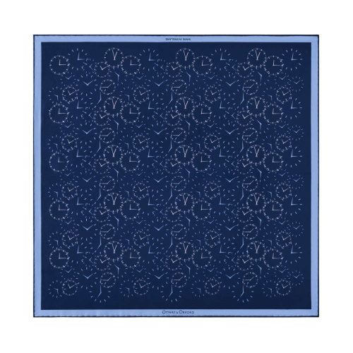 Chronos Watch Silk Pocket Square Navy Blue