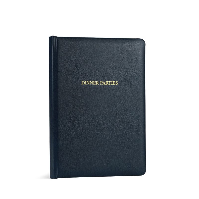 Dinner Parties Book Leather Cover Stormy Navy