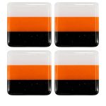 Deco Square Glass Coasters Orange