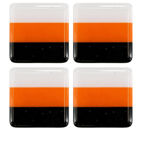 Deco Square Glass Coasters Orange