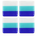 Deco Square Glass Coasters Blue White