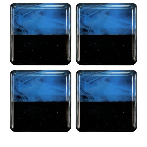 Noir Square Glass Coasters Blue