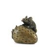 Mouse On Strawberry Cold Cast Bronze Sculpture