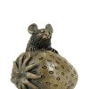 Mouse On Strawberry Cold Cast Bronze Sculpture
