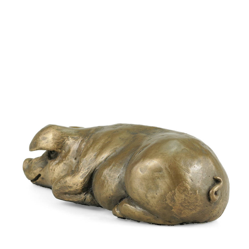 Pig Laying Cold Cast Bronze Sculpture