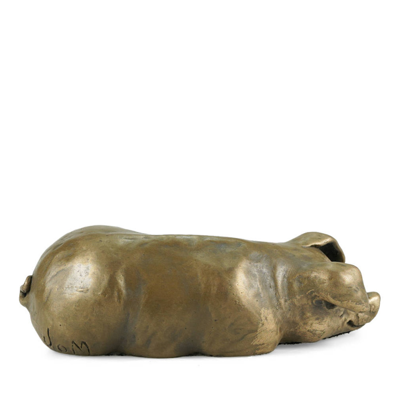 Pig Laying Cold Cast Bronze Sculpture