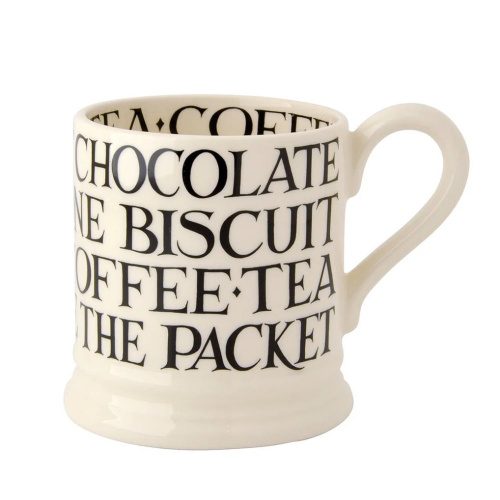 Black Toast All Over Writing 1/2 Pint Mug