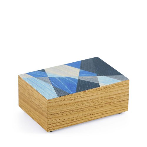Blue Cubist Solid Wood Tray Box