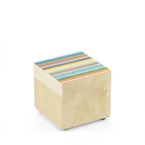 Candy Stripe Solid Wood Cube Box