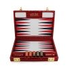 Alligator Leather Luxury Backgammon Board Travel Size Red