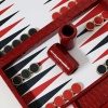 Alligator Leather Luxury Backgammon Board Travel Size Red
