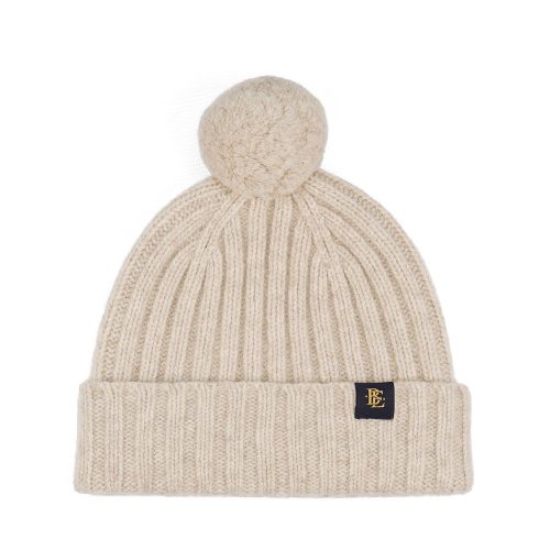Austen Chunky Wool Bobble Hat Oatmilk