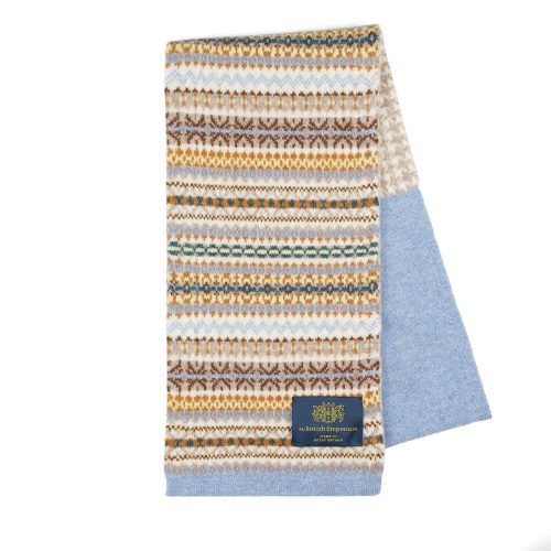 Keats Fairisle Wool Scarf Cornflower Mix