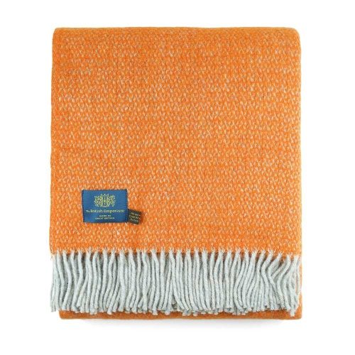 Truro Pure New Wool Throw Blanket Spanish Orange