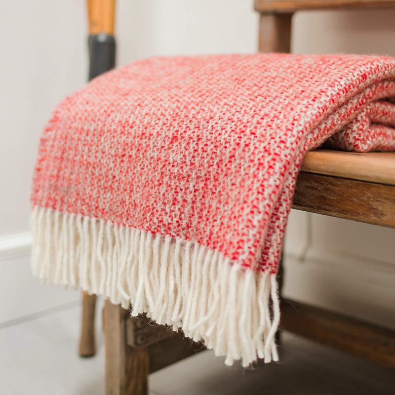 Truro Pure New Wool Throw Blanket Martini Red