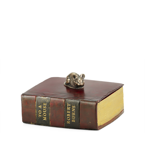 Antique Book Storage Box With Mouse