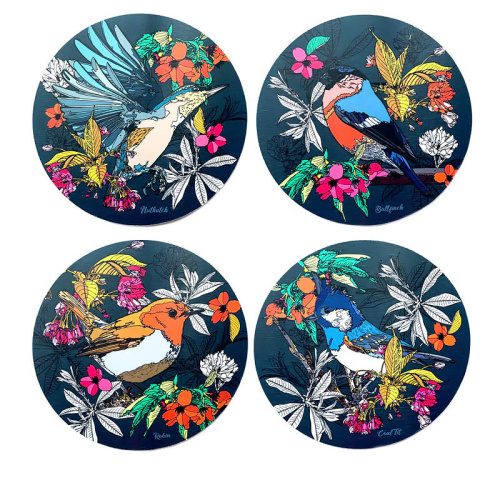 Cherry Blossom British Birds Coaster Set Of 4