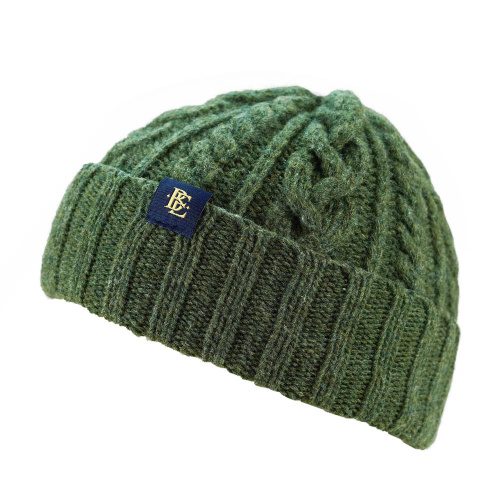 Cable Knit Wool Beanie Khaki